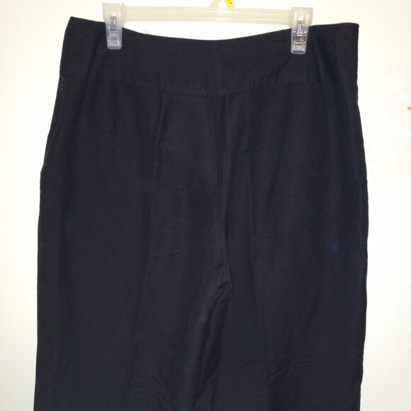 Larry Levine Size 14 Linen Blend Wide Leg Dress Pants-Pockets-High Rise- - Picture 5 of 8
